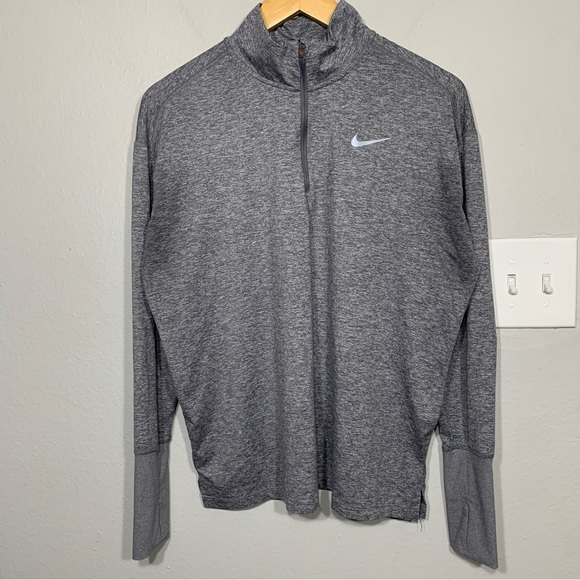 Nike Element Dri-FIT Heather Gray 1/2‎ Zip Running Top Long Sleeve Womens Large - Picture 1 of 8